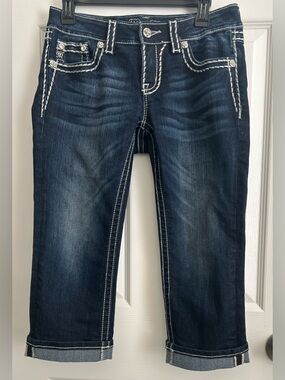 Miss Me Jeans Signature Cuffed Capri  Women’s Loose  Saddle Stitch Size 28